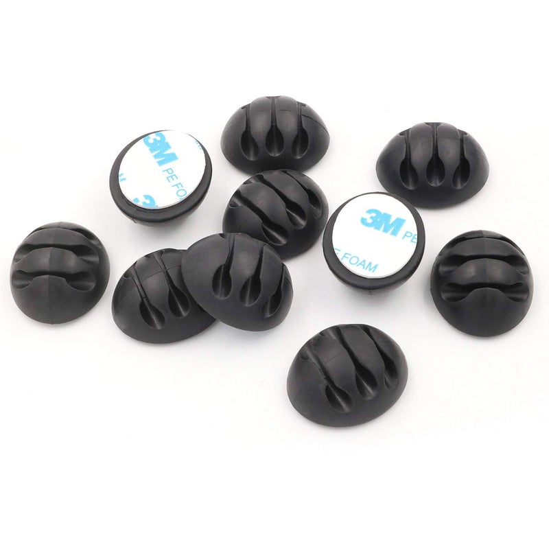 ENVISIONED Cable Clips with 3M Self Adhesive, Cord Organizer for Desk Cable Management - 10 Pack of Black Cable Clips (Combo Pack) for Home, Office or Nightstand, Bundled with 10 Reusable Cable Ties - ENVISIONED - Image 5